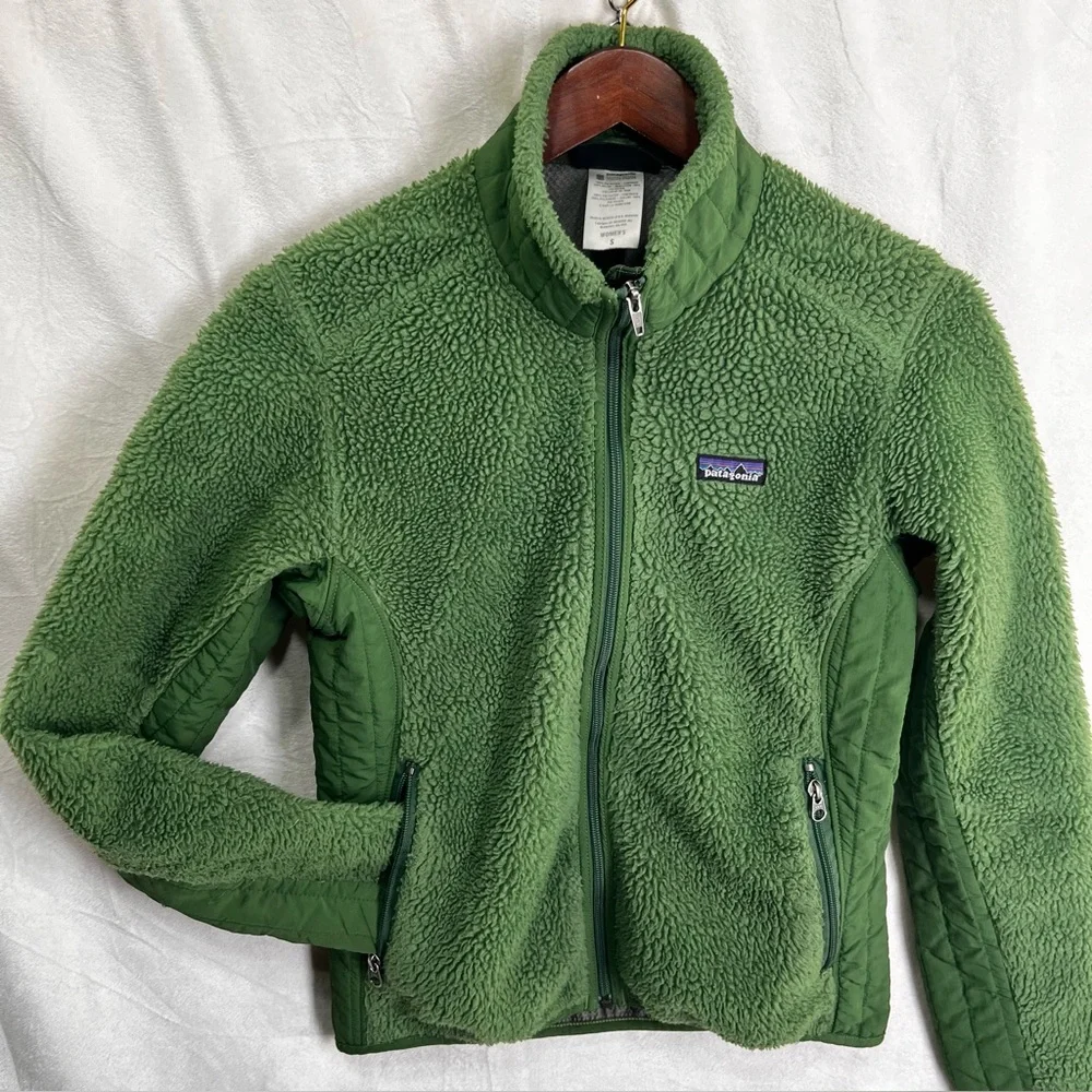 Patagonia Jacket Women S Forest Green Retro X Sherpa Deep Pile Fleece Full Zip